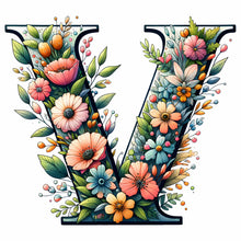 Load image into Gallery viewer, Flower Letter V 30*30CM(Canvas) Full Round Drill Diamond Painting
