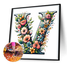 Load image into Gallery viewer, Flower Letter V 30*30CM(Canvas) Full Round Drill Diamond Painting
