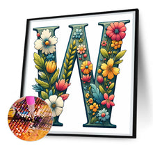 Load image into Gallery viewer, Flowery Letter W 30*30CM(Canvas) Full Round Drill Diamond Painting
