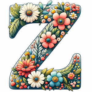 Flower Letter Z 30*30CM(Canvas) Full Round Drill Diamond Painting