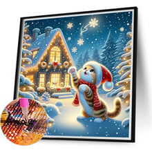 Load image into Gallery viewer, Christmas Cat 30*30CM(Canvas) Full Round Drill Diamond Painting
