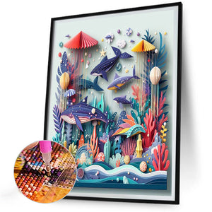 Paper Quilling Underwater World 30*40CM(Canvas) Full Round Drill Diamond Painting