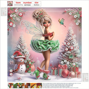 Christmas Elf Girl 30*30CM(Canvas) Partial Special Shaped Drill Diamond Painting