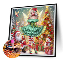 Load image into Gallery viewer, Christmas Elf Girl 30*30CM(Canvas) Partial Special Shaped Drill Diamond Painting
