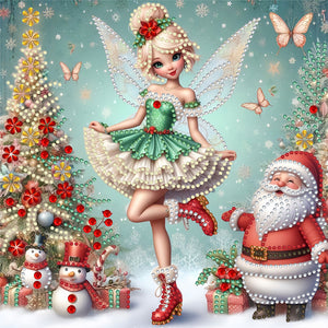 Christmas Elf Girl 30*30CM(Canvas) Partial Special Shaped Drill Diamond Painting