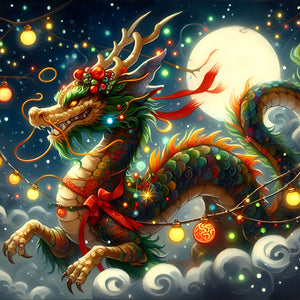 Dragon And Moon 40*40CM(Canvas) Full Round Drill Diamond Painting