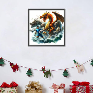 Dragon And Football 40*40CM(Canvas) Full Round Drill Diamond Painting