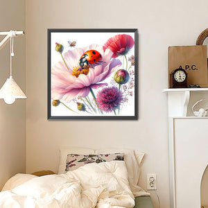 Flowers And Ladybugs 30*30CM(Canvas) Full Round Drill Diamond Painting