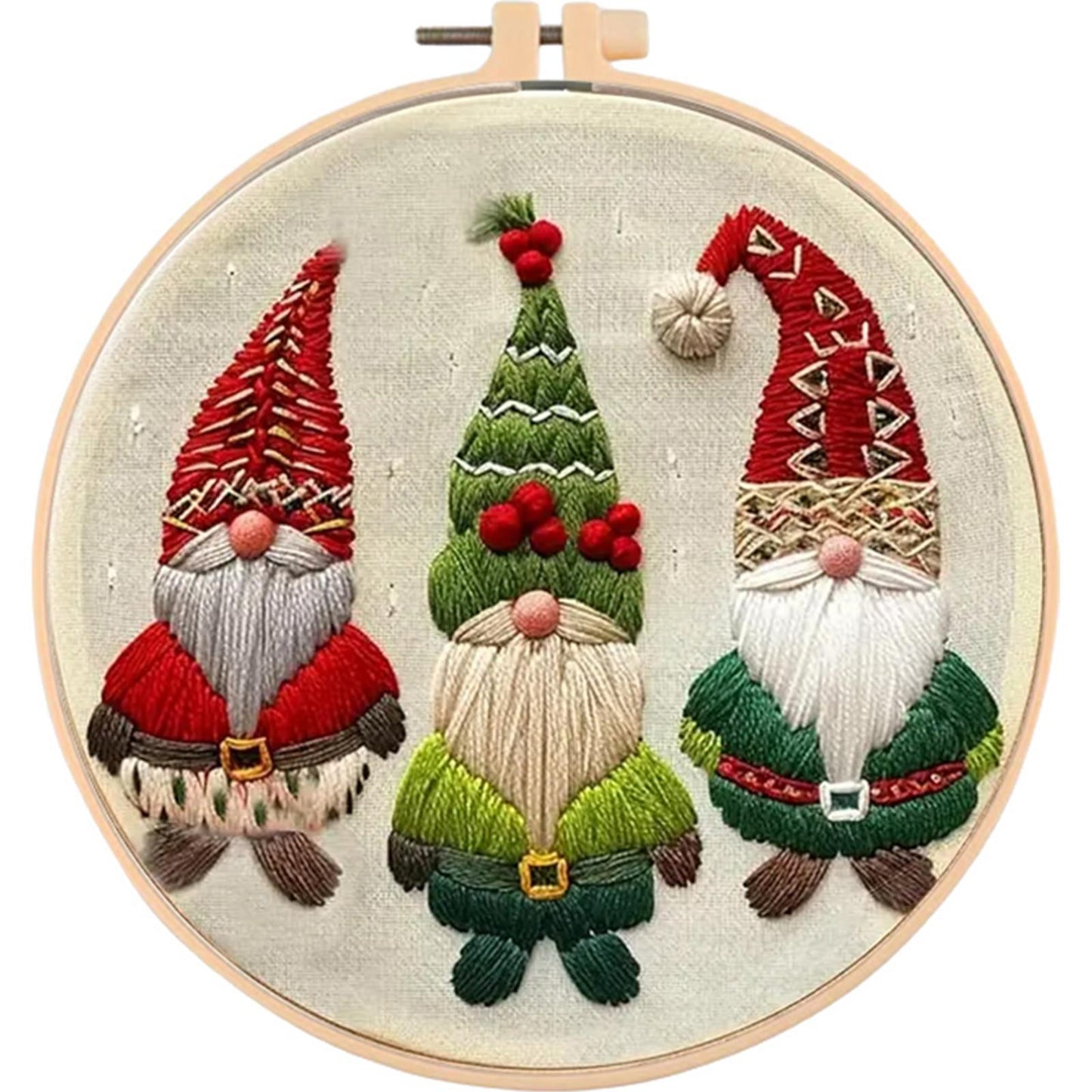 Christmas Gnome - DIY Embroidery Cross Stitch Kit with Pattern Cotton Threads Needles Hoop 30x30CM/11.81x11.81in