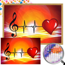 Load image into Gallery viewer, Musical Notes Heart 45*30CM(Picture) Full AB Round Drill Diamond Painting
