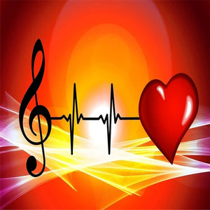 Musical Notes Heart 45*30CM(Picture) Full AB Round Drill Diamond Painting