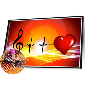 Musical Notes Heart 45*30CM(Picture) Full AB Round Drill Diamond Painting