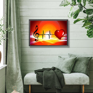 Musical Notes Heart 45*30CM(Picture) Full AB Round Drill Diamond Painting