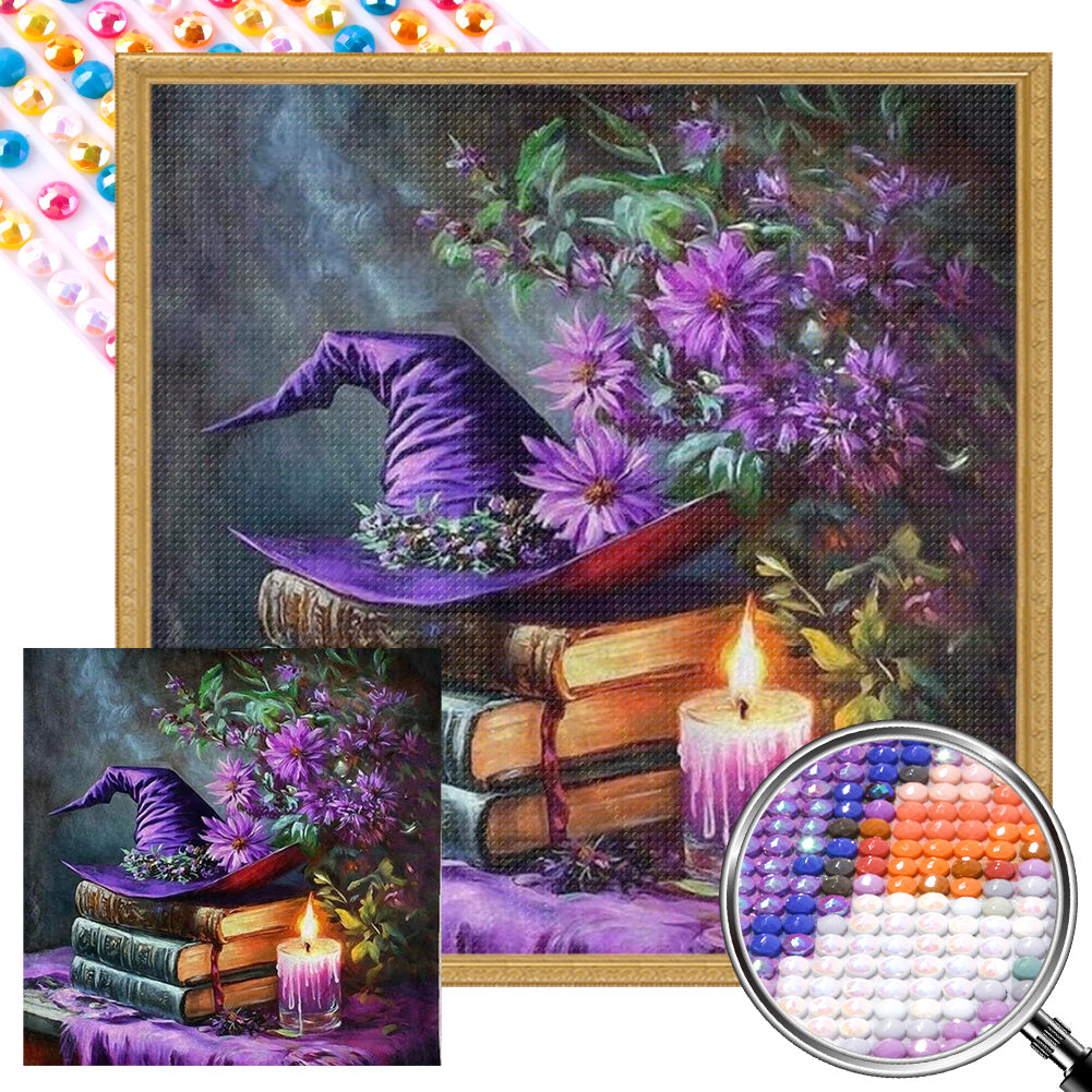 Book Witch Hat 45*45CM(Picture) Full AB Round Drill Diamond Painting