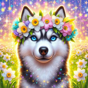 Flower Puppy 40*40CM(Picture) Full AB Round Drill Diamond Painting