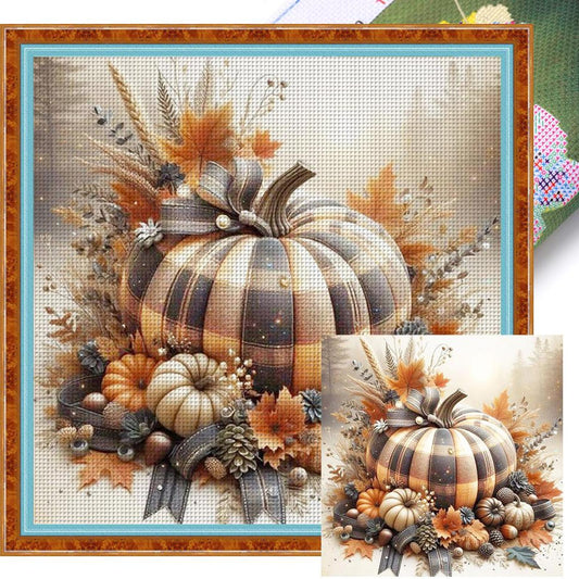 Autumn Pumpkin - Full 11CT Stamped Cross Stitch 40x40CM - Yishu
