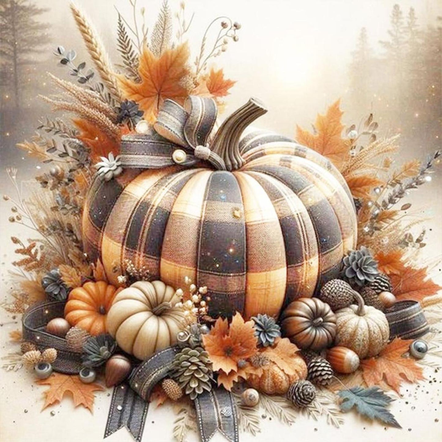 Autumn Pumpkin - Full 11CT Stamped Cross Stitch 40x40CM - Yishu