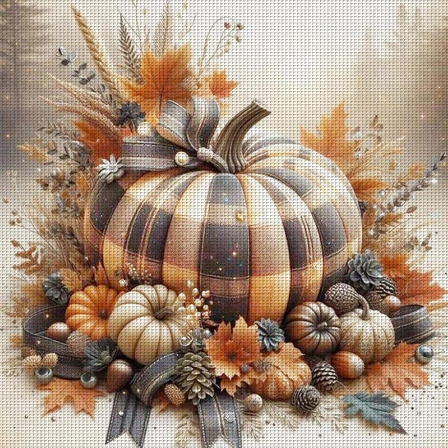 Autumn Pumpkin - Full 11CT Stamped Cross Stitch 40x40CM - Yishu