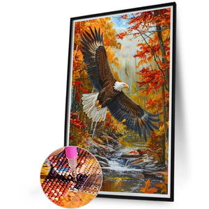 Bald Eagle In Autumn Forest 40*60CM(Picture) Full AB Round Drill Diamond Painting