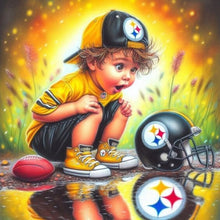 Load image into Gallery viewer, Boy With Pittsburgh Steelers Helmet 40*40CM(Canvas) Full Round Drill Diamond Painting
