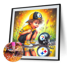 Load image into Gallery viewer, Boy With Pittsburgh Steelers Helmet 40*40CM(Canvas) Full Round Drill Diamond Painting
