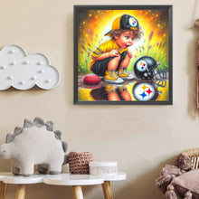 Load image into Gallery viewer, Boy With Pittsburgh Steelers Helmet 40*40CM(Canvas) Full Round Drill Diamond Painting
