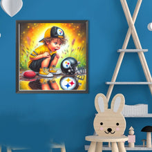 Load image into Gallery viewer, Boy With Pittsburgh Steelers Helmet 40*40CM(Canvas) Full Round Drill Diamond Painting
