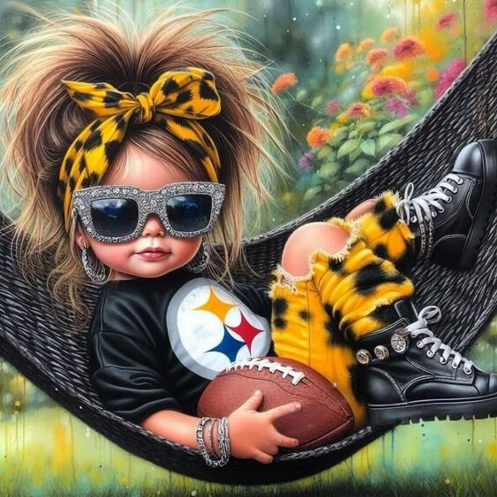 Girls And Pittsburgh Steelers 40*40CM(Canvas) Full Round Drill Diamond Painting