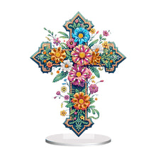 Load image into Gallery viewer, 2D Flat Print Flower Cross DIY Table Top Diamond Painting Ornament Kits
