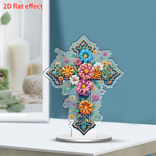 Load image into Gallery viewer, 2D Flat Print Flower Cross DIY Table Top Diamond Painting Ornament Kits
