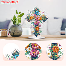 Load image into Gallery viewer, 2D Flat Print Flower Cross DIY Table Top Diamond Painting Ornament Kits
