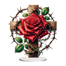 Load image into Gallery viewer, 2D Flat Print Flower Cross DIY Table Top Diamond Painting Ornament Kits
