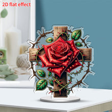 Load image into Gallery viewer, 2D Flat Print Flower Cross DIY Table Top Diamond Painting Ornament Kits
