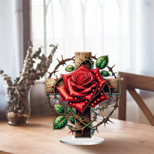 Load image into Gallery viewer, 2D Flat Print Flower Cross DIY Table Top Diamond Painting Ornament Kits
