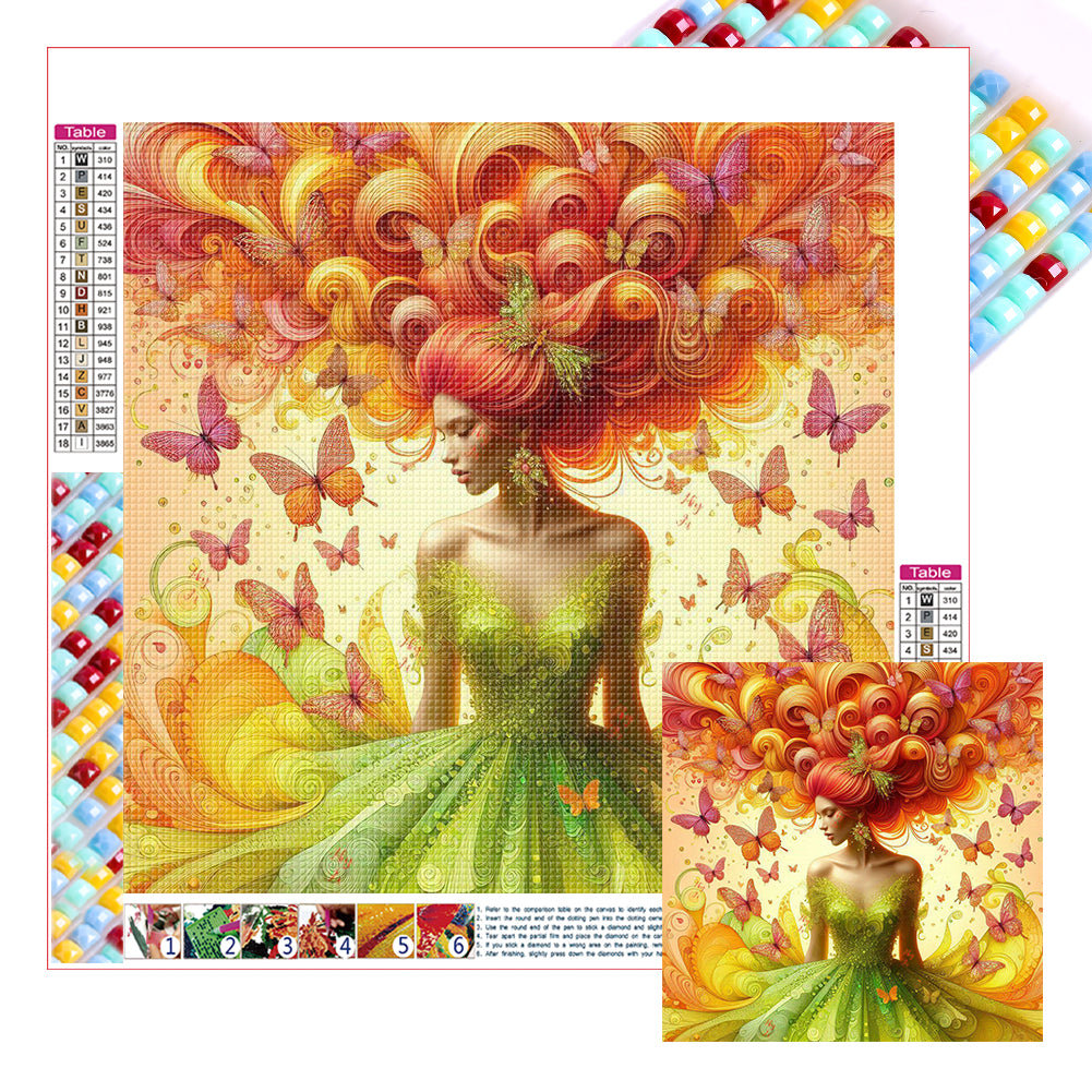 Butterfly Girl 30*30CM(Picture) Full Square Drill Diamond Painting