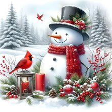 Load image into Gallery viewer, Winter Snowman 30*30CM(Canvas) Full Round Drill Diamond Painting
