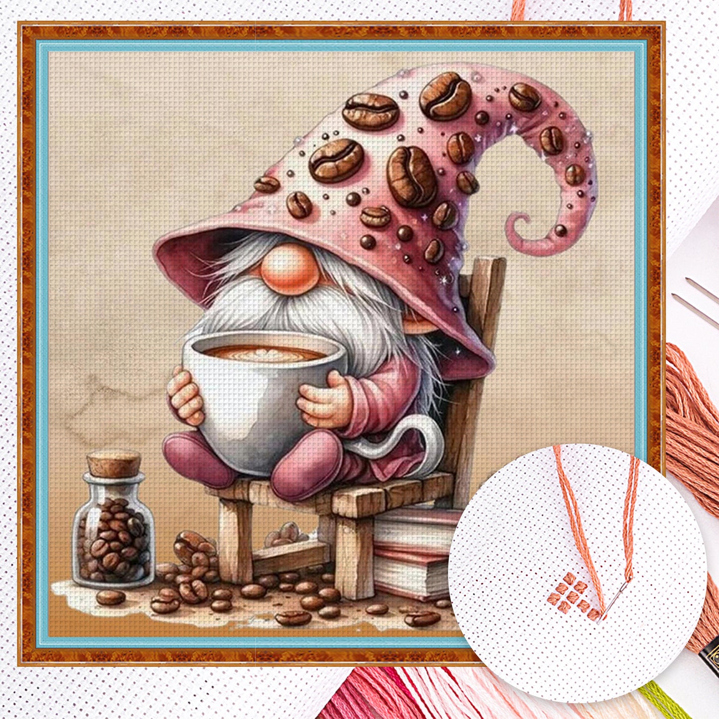 Coffee Goblin - Full 11CT Counted Cross Stitch 40x40CM - Diy