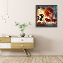 Load image into Gallery viewer, Girl And Black Cat 40*40CM(Picture) Full AB Round Drill Diamond Painting
