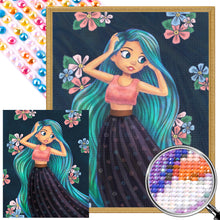 Load image into Gallery viewer, Blue-Green Hair Girl 40*50CM(Picture) Full AB Round Drill Diamond Painting
