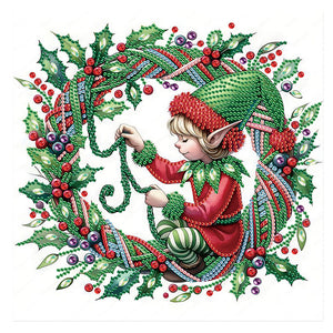 Christmas Elves 30*30CM(Canvas) Partial Special Shaped Drill Diamond Painting