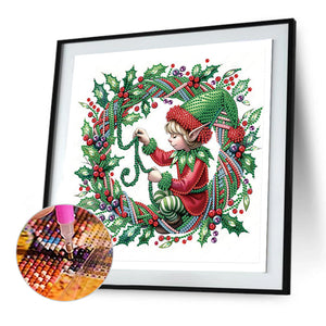 Christmas Elves 30*30CM(Canvas) Partial Special Shaped Drill Diamond Painting