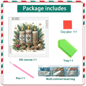 Christmas Atmosphere Candles 30*30CM(Canvas) Partial Special Shaped Drill Diamond Painting