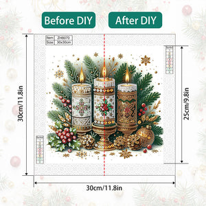 Christmas Atmosphere Candles 30*30CM(Canvas) Partial Special Shaped Drill Diamond Painting