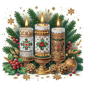 Christmas Atmosphere Candles 30*30CM(Canvas) Partial Special Shaped Drill Diamond Painting