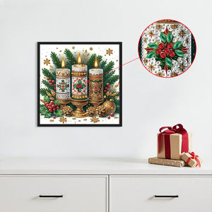 Christmas Atmosphere Candles 30*30CM(Canvas) Partial Special Shaped Drill Diamond Painting