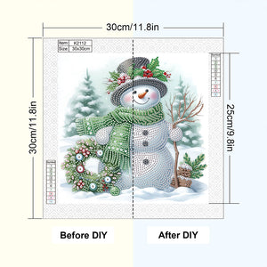 Winter Snowman 30*30CM(Canvas) Partial Special Shaped Drill Diamond Painting