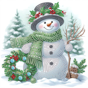 Winter Snowman 30*30CM(Canvas) Partial Special Shaped Drill Diamond Painting