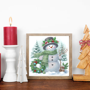 Winter Snowman 30*30CM(Canvas) Partial Special Shaped Drill Diamond Painting