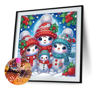 Winter Snowman 30*30CM(Canvas) Partial Special Shaped Drill Diamond Painting