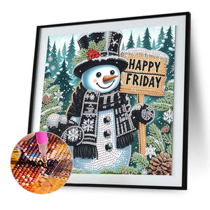 Winter Snowman 30*30CM(Canvas) Partial Special Shaped Drill Diamond Painting